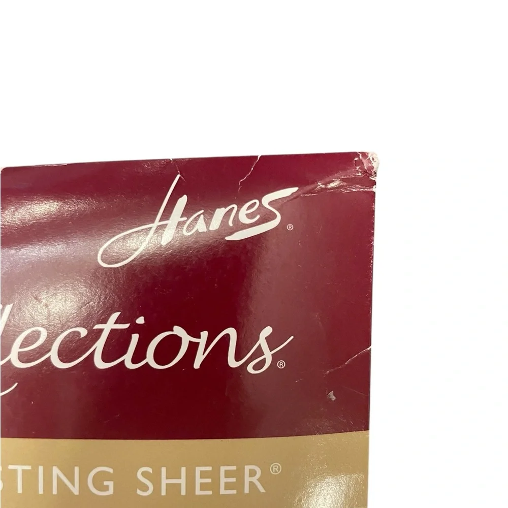 Hanes Silk Reflections Control Top Sandalfoot Pantyhose BARELY BLACK Size EF NEW